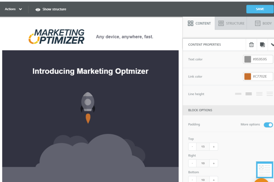 screenshot of Marketing Optimizer